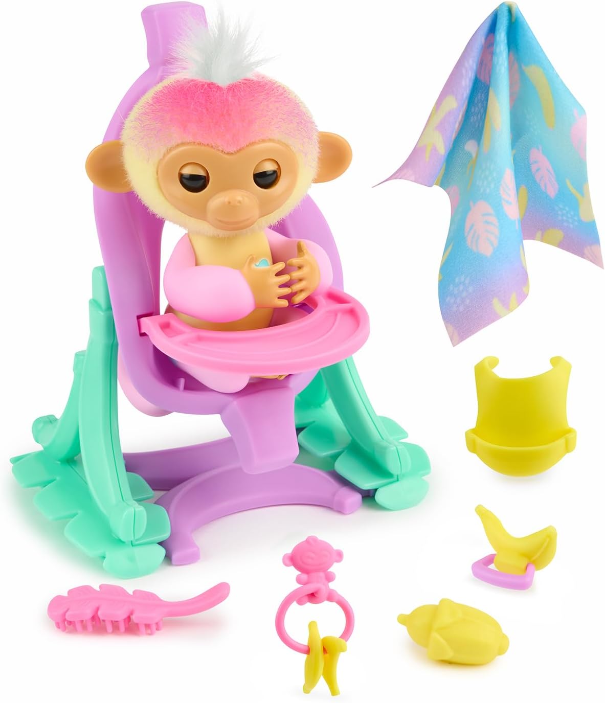 2023 Interactive Baby Monkey Nursery Playset – Jas with 2-in-1 Cradle and High Chair, and 6 Accessories (Ages 5+)