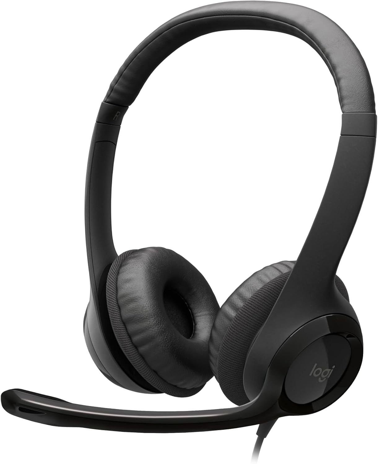 Logitech H390 Wired Headset for PC/Laptop, Stereo Headphones with Noise Cancelling Microphone, USB-A, In-Line Controls, Works with Chromebook - Black