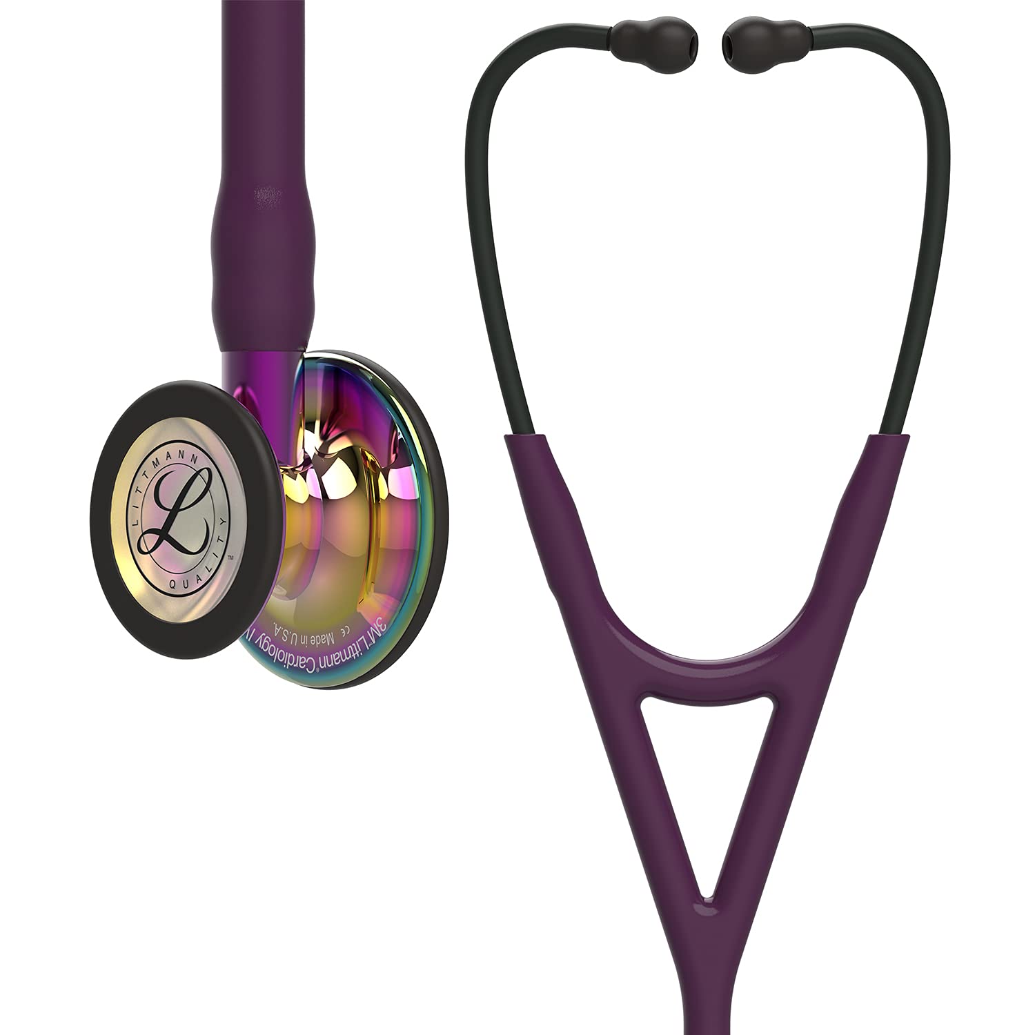 3M Littmann Cardiology IV Stethoscope, High Polish Rainbow Finish Chestpiece, Plum Tube, Violet Stem and Black Headset, 6239