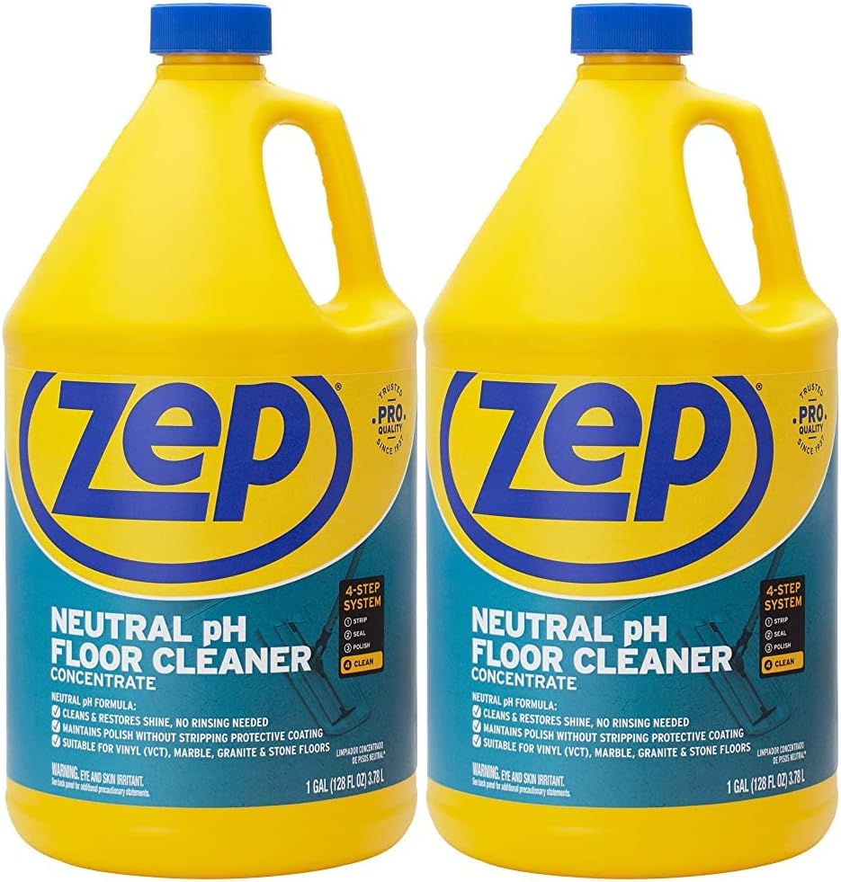 Zep Neutral PH Industrial Floor Cleaner - 1 Gallon - ZUNEUT128 - Concentrated Pro Trusted All-Purpose Floor Cleaner (Pack of 2)