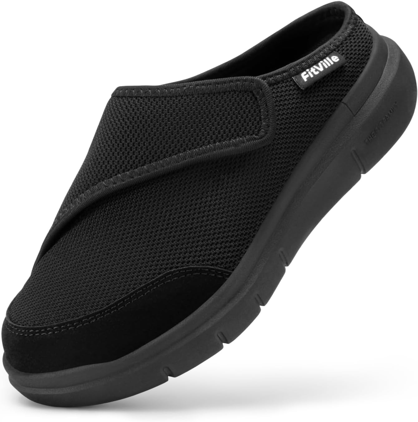 FitVille Women's Wide Adjustable Slippers with Arch Support Slip On Mules Clogs for Swollen Feet, Plantar Fasciitis & Diabetic Comfort, Indoor Outdoor