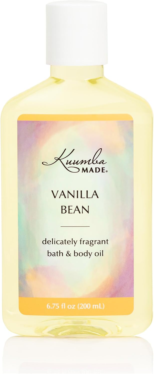 Kuumba Made Vanilla Bean Bath & Body Oil, Daily Moisturizer with Organic Oils for Skin & Hair, Lightly Scented, Vegan, 6.75 Oz