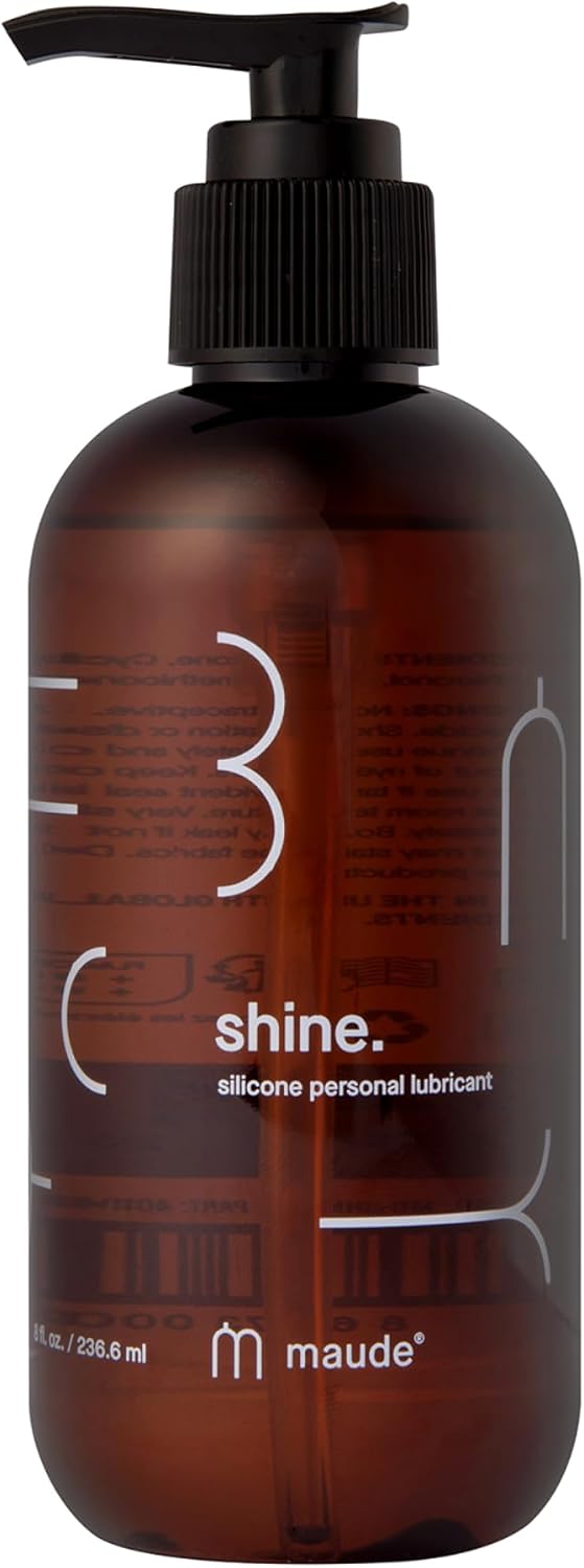 Maude Shine Silicone Personal Lubricant - Long-Lasting, Non-Sticky Silicone Lube - Hypoallergenic + Fragrance-Free Personal Lube for Women, Men and Couples - Safe for Use with All Condoms (8 fl oz)