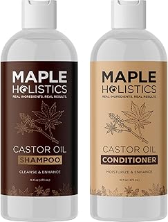 Castor Oil Shampoo and Conditioner Set - Jamaican Black Castor Oil Shampoo and Biotin Collagen Conditioner - Sulfate Free Shampoo and Conditioner for Fine Hair and Dry Scalp Care (Vanilla) -16 Fl Oz