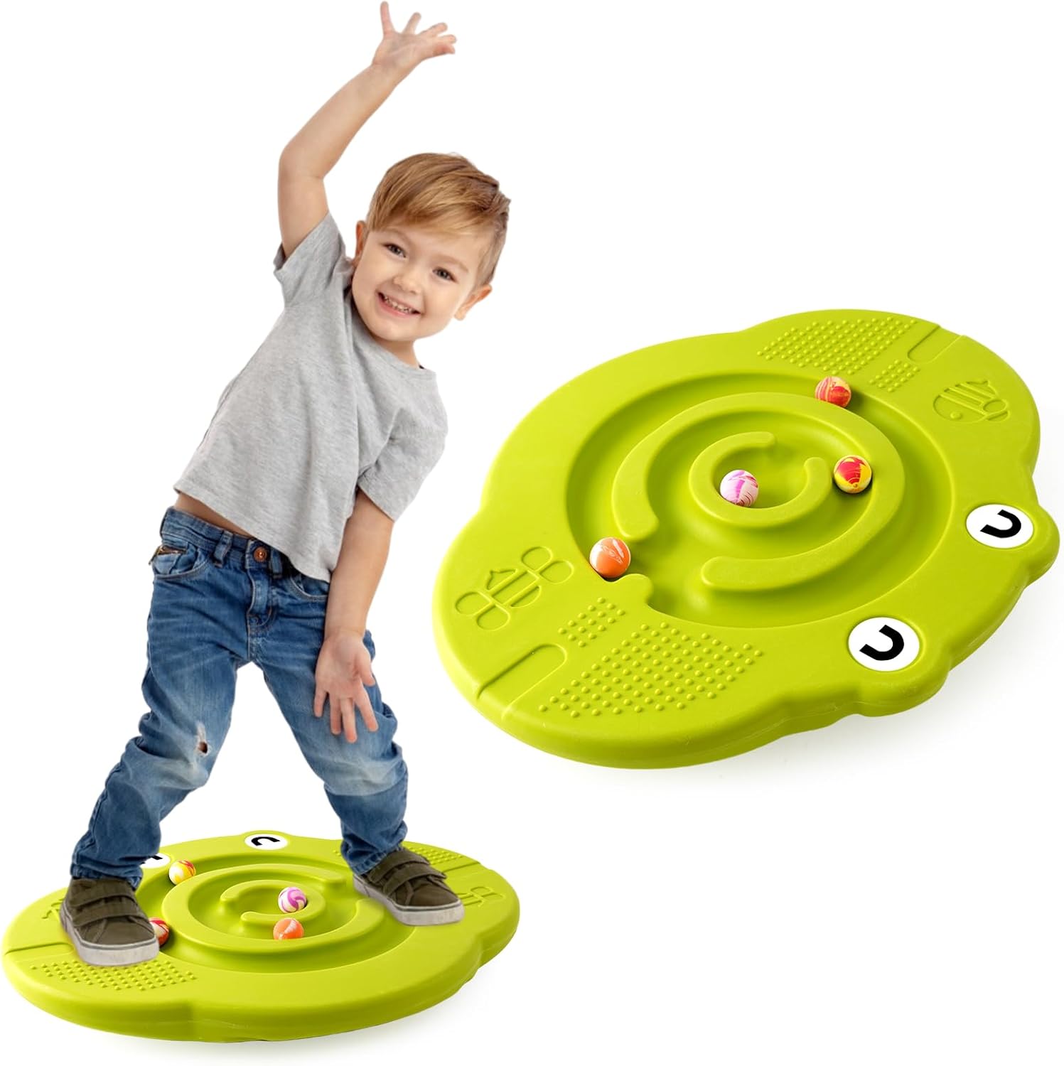 Wobble Balance Board for Kids,Wobble Board with Balls, Sensory Training Rocking Board Shape Balance Trainer Hold Up To 50Kg