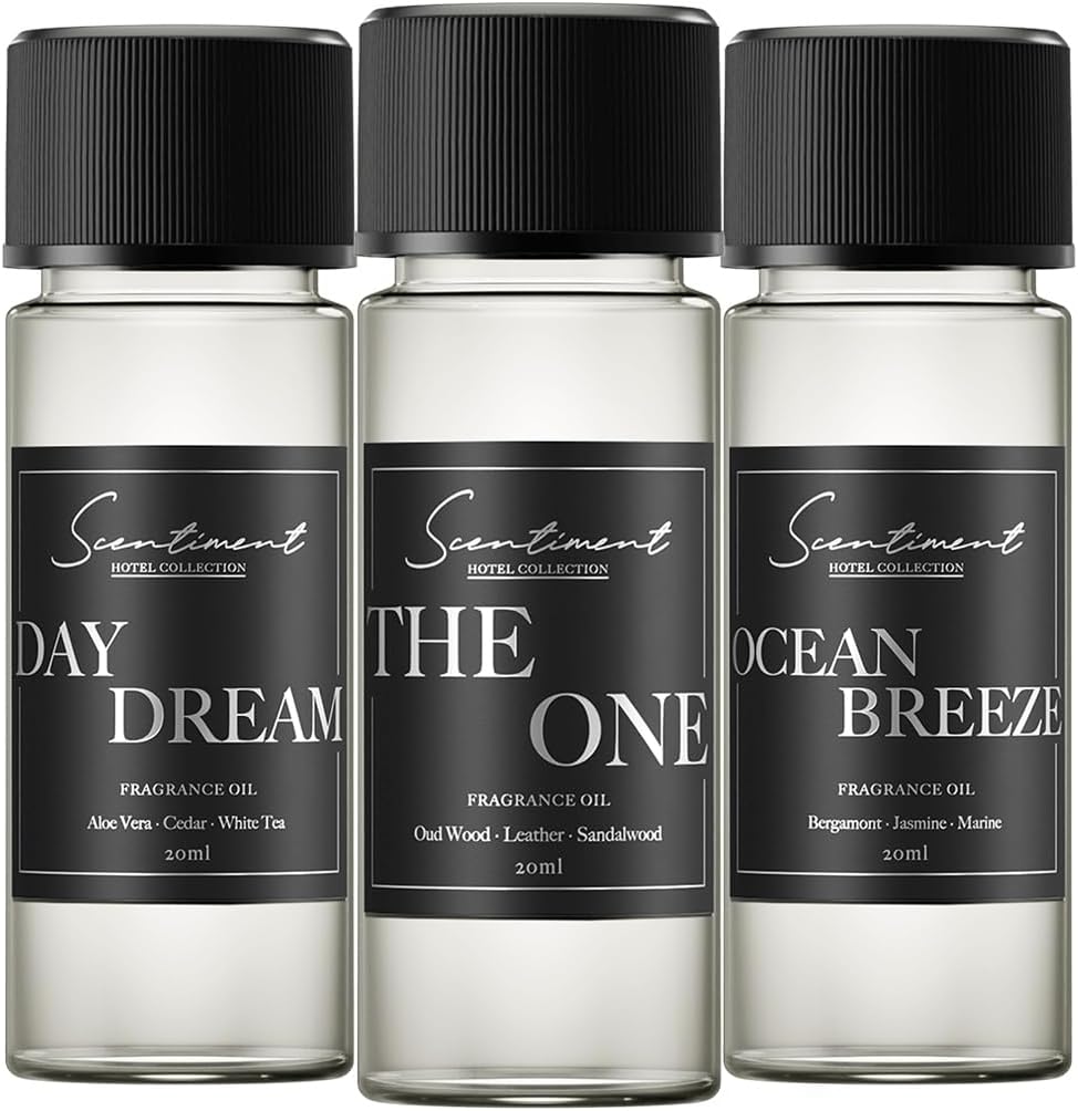 Hotel Collection Diffuser Oils | Aromatherapy Fragrances Inspired by 5-Star Hotels | Luxurious Scents with Notes of Cardamom, Tuscan Leather, and Sandalwood (20ml, Top 3 Scents)