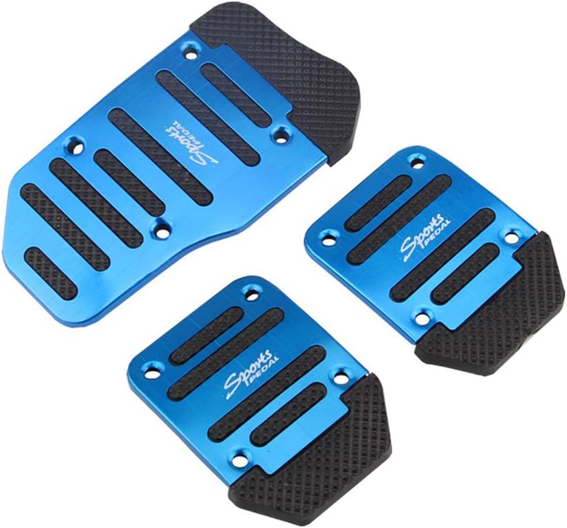 3 Pcs Car Non-Slip Brake Foot Pedals, Car Pedal Cover Set Manual Car Auto, Non Slip Sports Aluminium Alloy Automatic Car Auto Vehicle Pedal Foot Treadle Foot Brake Cover Pad, Blue