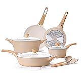 SENSARTE Ceramic Pots and Pans Set Nonstick, Kitchen Cookware Sets, 14-Piece Induction Cookware, Non-toxic Healthy Non Stick Cooking Set, with Frying Pans Set, PFAS PTFE PFOA PFOS Free