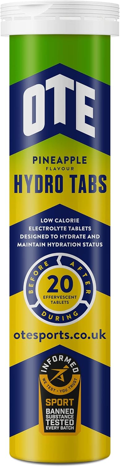 OTE Hydration – Electrolyte Salt Tablets for Runners & Cyclists – Rehydration for Endurance Sport – Tube of 20 (Pineapple, Single Tube)
