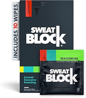 SweatBlock Max Clinical Antiperspirant for Men & Women | Armpit Anti Sweat Wipes for Excessive Sweating | Block Sweat for up to 7 days | 10 Wipes