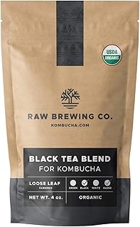 Kombucha.com Certified Organic Loose Leaf Tea - Kombucha Brewing Blends (Black Tea Blend, 8 Ounce, W/ 50 XL FILTER BAGS)