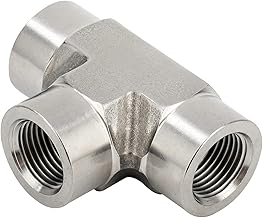 Yoebor 304 Stainless Steel Forged Tee 1/2" NPT Female x 1/2" NPT Female x 1/2" NPT Female T-fitting 3 Ways Connector Pipe Fitting 2000psi 1pc