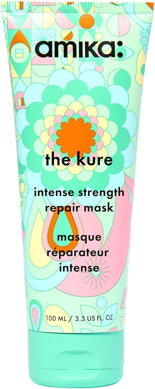 amika the kure intense strength repair hair mask - strengthening hair care for dry, damaged strands - rich deep conditioner enriched with bond fortifying technology to help reduce breakage (100 ml)