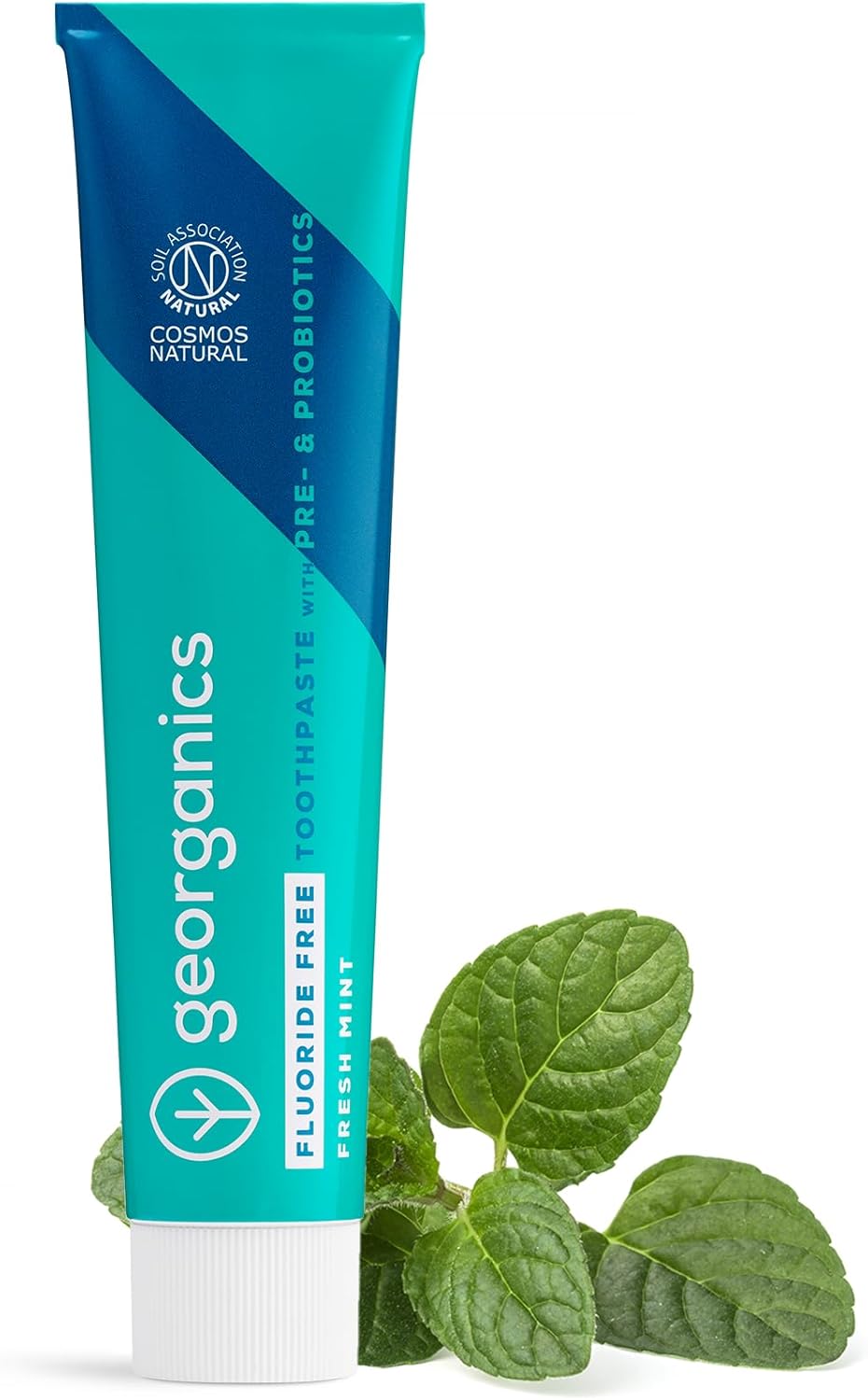 Georganics Natural Fluoride Free Probiotic Toothpaste - 75ml - Mint Flavour - with Hydroxyapatite, Prebiotics & Probiotics - Oral Microbiome - Gut Health - 100% Natural Ingredients - Eco-Friendly