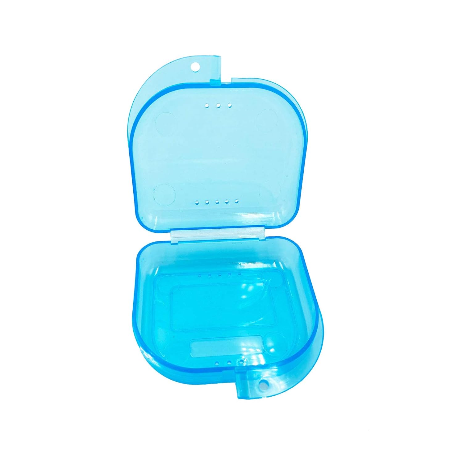 Orthodontic Retainer Case with Vent Holes - Transparent Blue