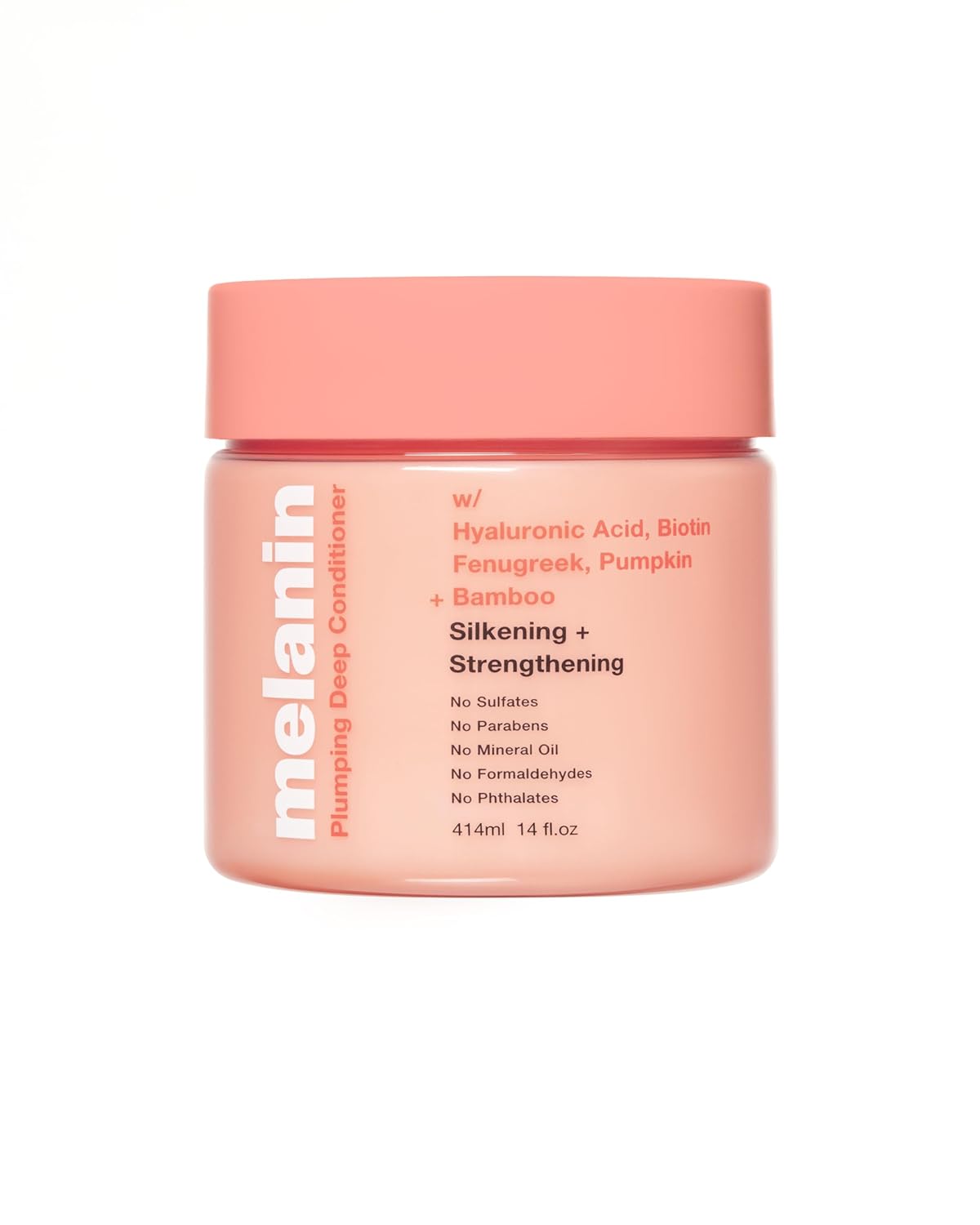 Melanin Haircare Plumping Deep Conditioner, 14oz, Moisturizing Hair Mask with Hyaluronic Acid and Biotin