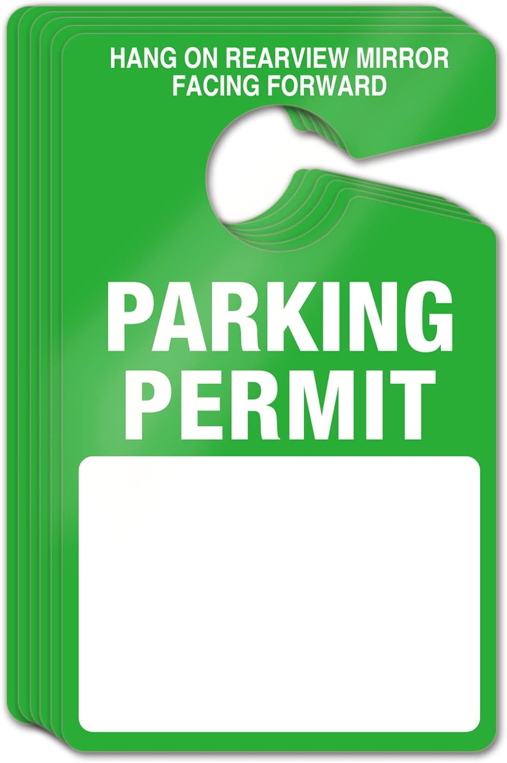 50 Pack Parking Permit Hang Tag -Poly Plastic Parking Placards -Temporary Parking Passes, Blank PVC Parking Passes for Car Rear View Mirror 3x5 (Green)