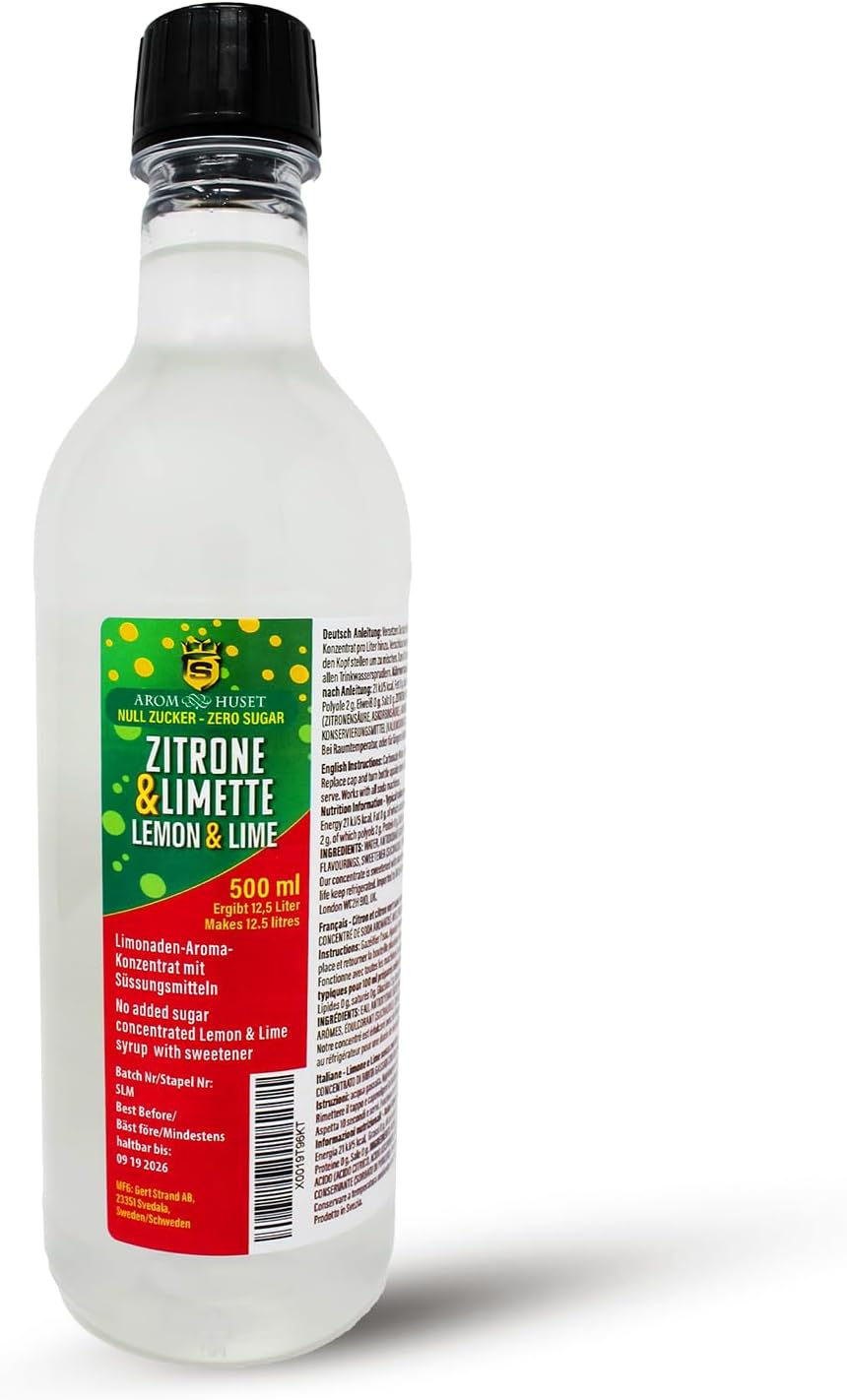 Zero Sugar Lemon Lime Soda Syrup Concentrate 500 ml - Make 12.5 litres of Sugar-Free Soft Drink by Adding Flavouring to Carbonated Sparkling Fizzy Water