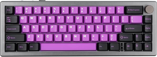 EPOMAKER EK68 65% Wireless Gaming Keyboard, Hot Swappable Gasket Mechanical Keyboard with Metal Knob, Bluetooth 5.0/2.4Ghz Wireless/USB-C Wired Custom Keyboard (Black Purple, Flamingo Switch)