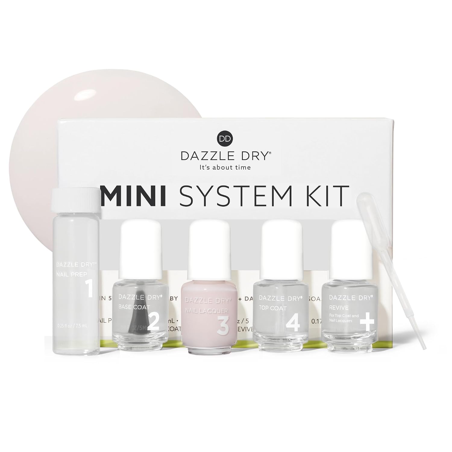 Dazzle Dry Mini Kit – Prima Ballerina – 4 Step System (5 Piece Kit) | A Sheer And Milky Delicate Pink That Makes A Beautiful French Base · Sheer · Cream Finish · Quick-Dry · 5 Manicures