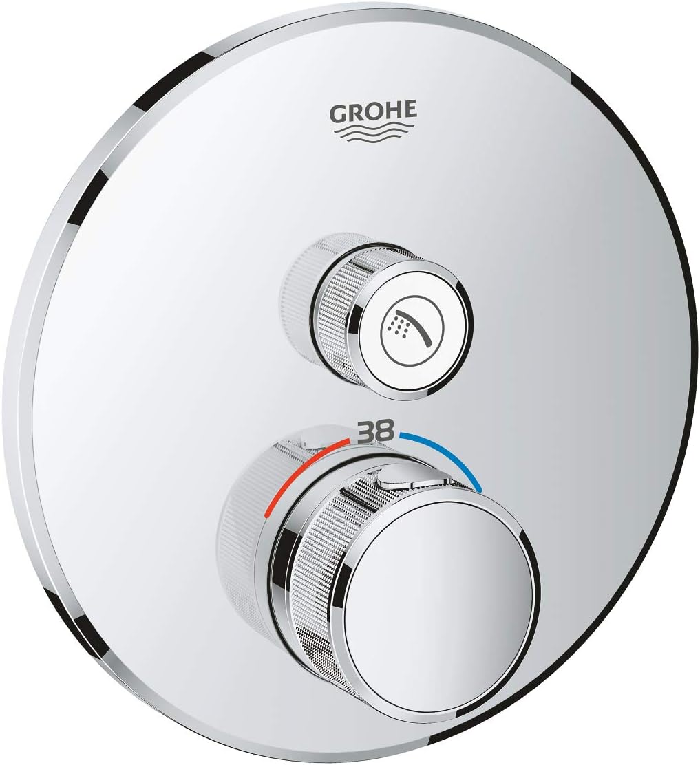 GROHE Grohtherm Smartcontrol Thermostat for Shower, with Concealed Installation and One Valve Round Shape, Chrome Finish, Made In Germany By GROHE Eco-Friendly and Safety Features 29118000