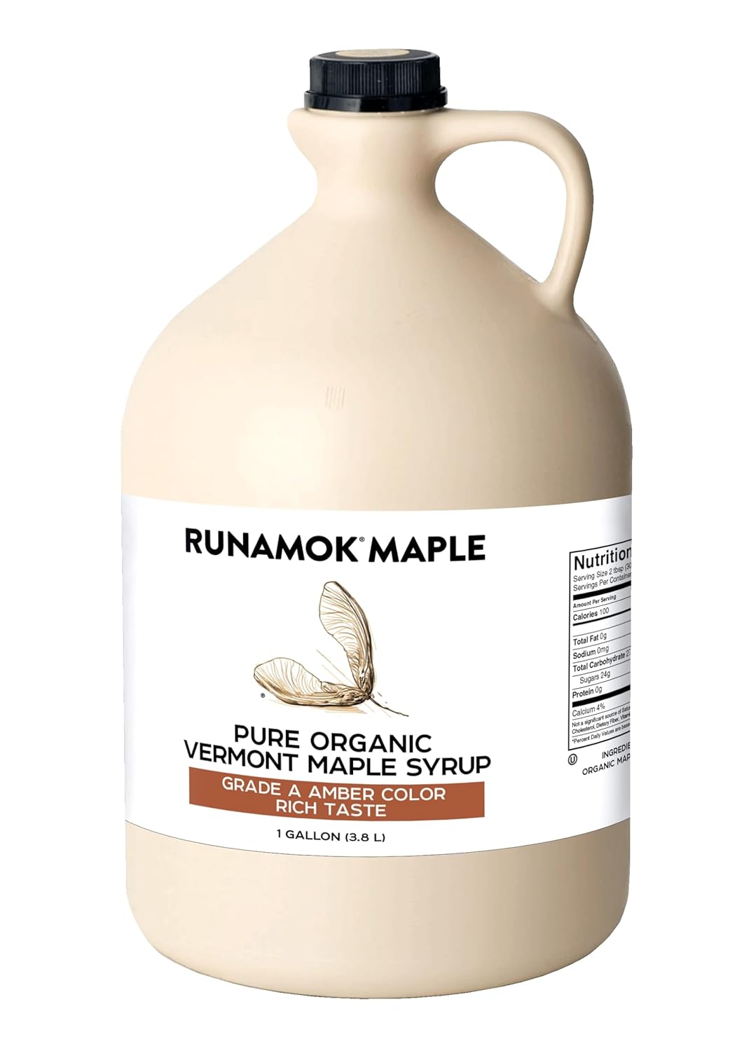 Runamok Organic Grade A Amber Maple Syrup, 1 Gallon - Premium Vermont Maple Syrup for Chefs