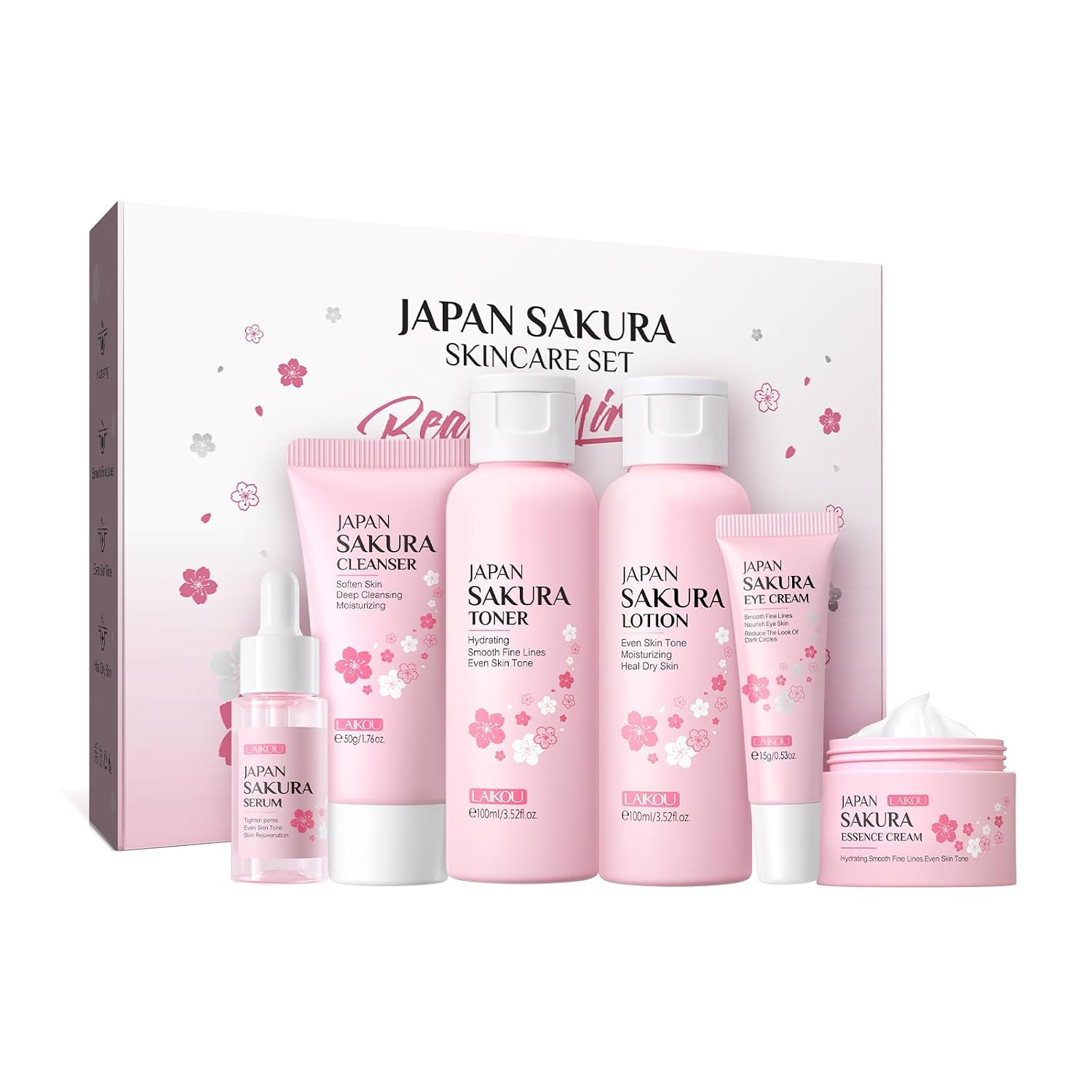 LAIKOU Skin Care Set JAPAN SAKURA Women Beauty Gift Sets Skin Care Kit 6pcs