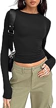 Trendy Queen Womens Long Sleeve Shirts Basic Crop Tops Tight Slim Fit Cute Teen Girls Fall Winter Y2k Clothes 2024