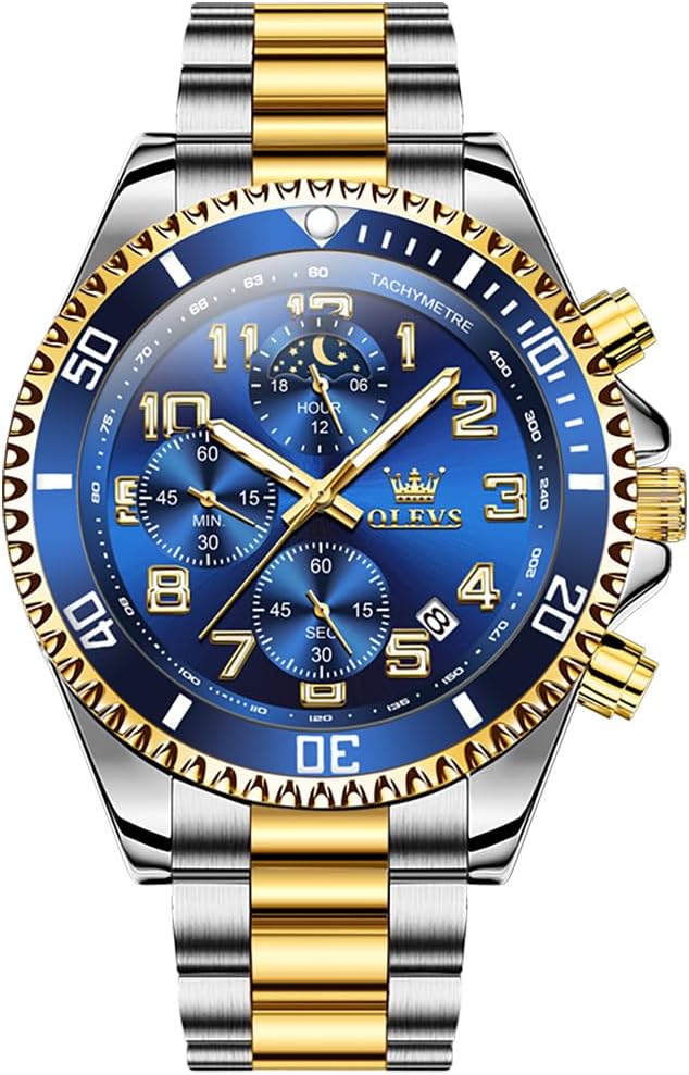 OLEVS Mens Watches Big Face Stainless Steel Waterproof Date Analog Quartz Watches Fashion BusinessWrist Watches for Men…