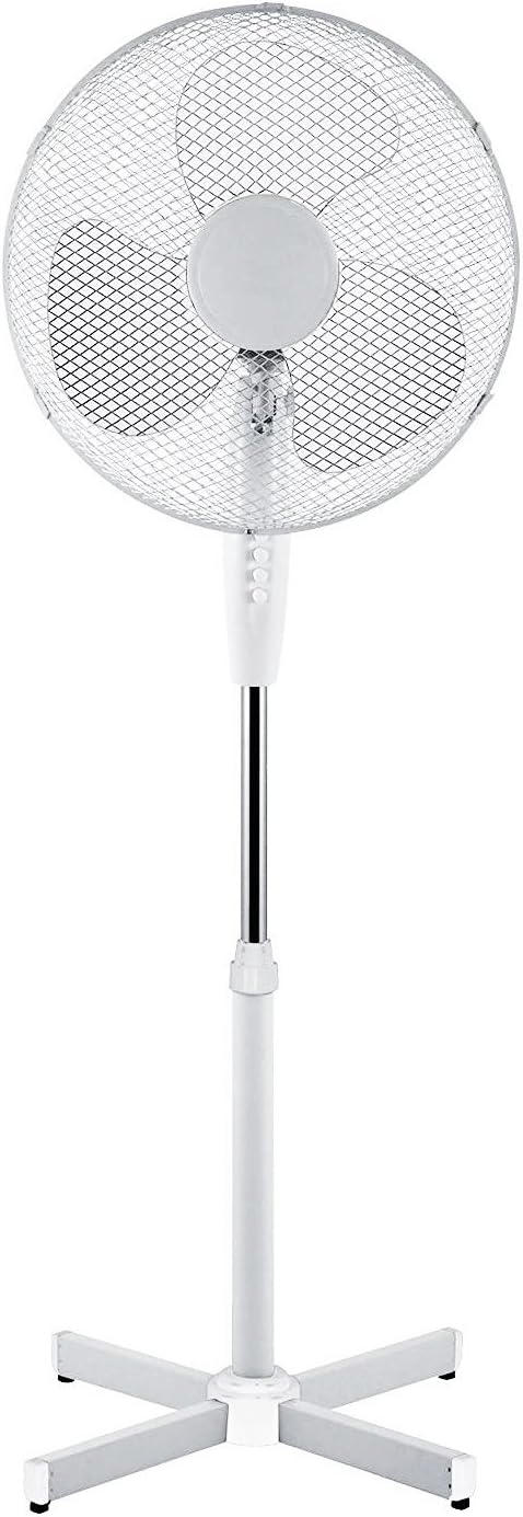 16" Ocillating Pedestal Air Cooling Electric Fan, 3-Speed, Extendable Adjustable Stand, White