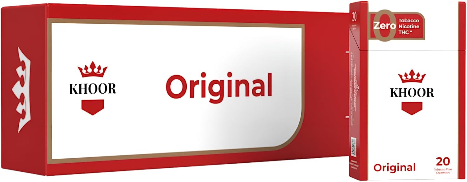 KHOOR Herbal Cigarettes, Original Flavor, 1 Carton (10 Packs) | Tobacco-Free, Nicotine-Free, Non-Addictive, Quit Nicotine Step