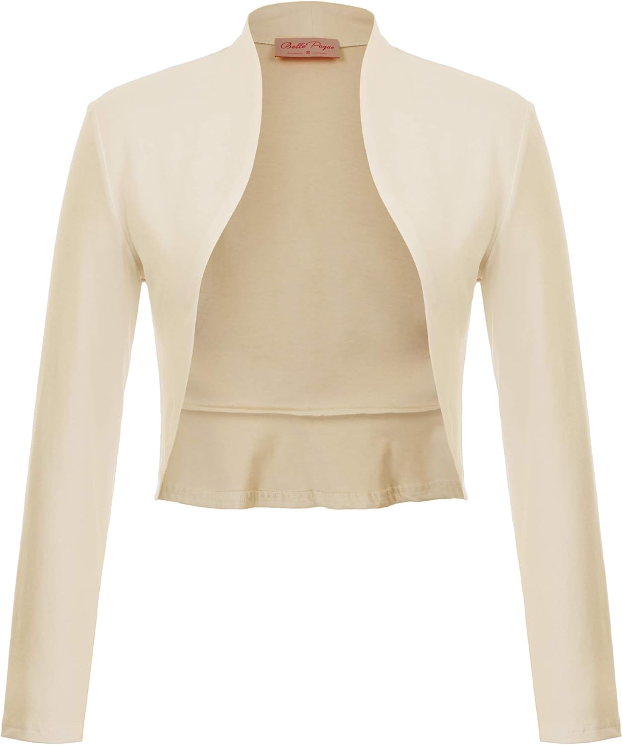 Belle Poque Women's Vintage Cropped Shrug Open Front Long Sleeve Ruffled Bolero Cardigan S-2XL