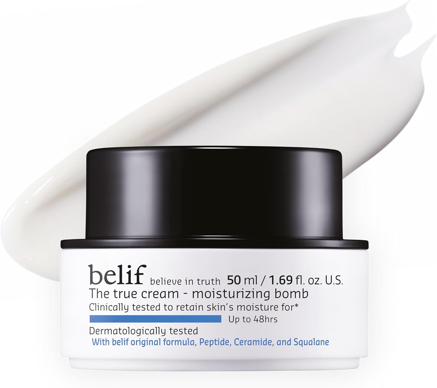 belif The True Cream - Moisturising Bomb, Hydration Cream with Peptide & Squalane,restores skin barrier, firming, Suits All Skin Types expecially For Normal to Dry Skin, Korean Skincare (50ml)