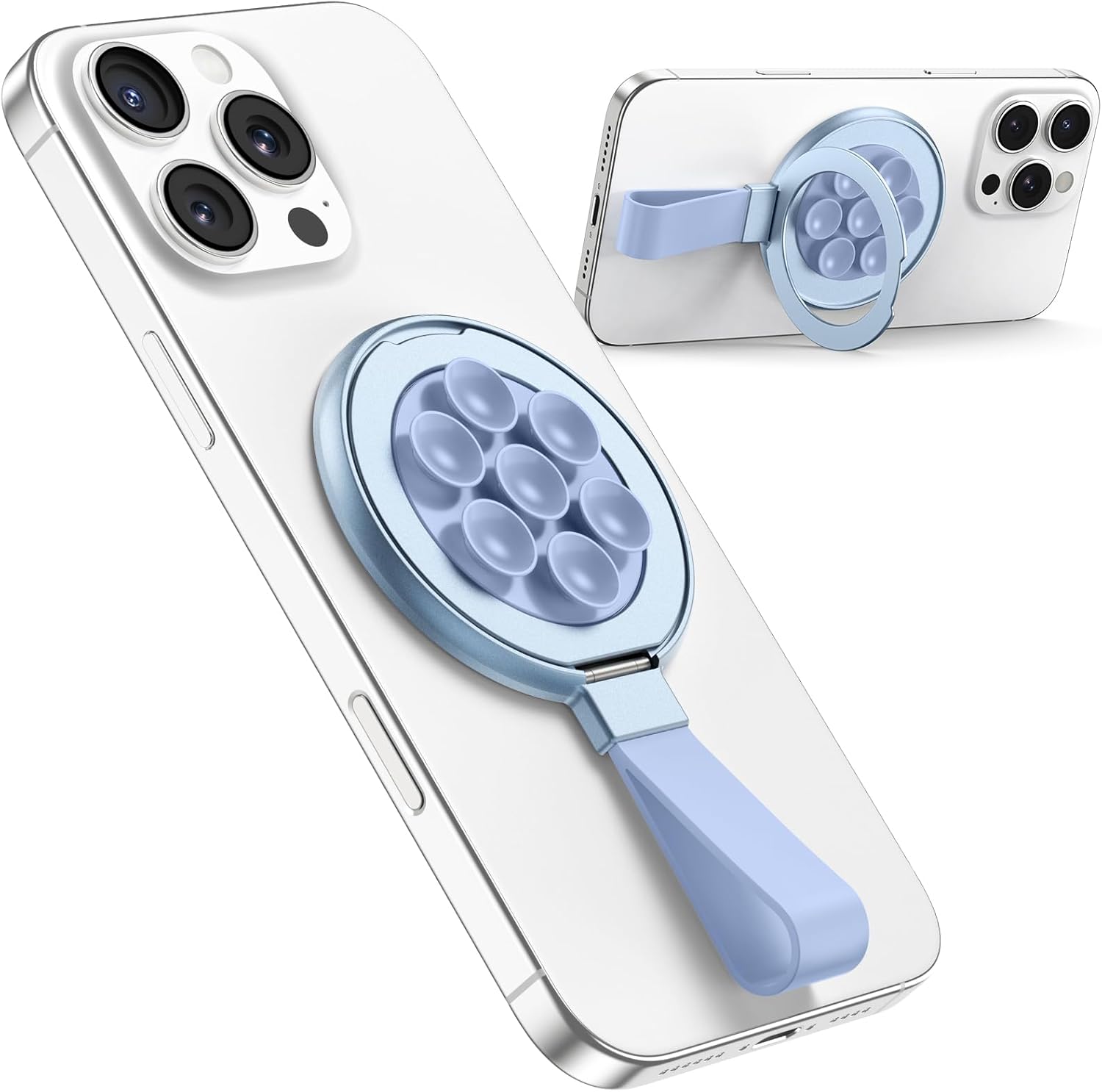 TAURI Magnetic Suction Cup Phone Mount Fit for MagSafe Case & iPhone, Universal Silicone Holder Sticks to Mirror/Smooth Surfaces - 360° Rotating Hands-Free for Selfies, TikTok Videos, Creator - Blue