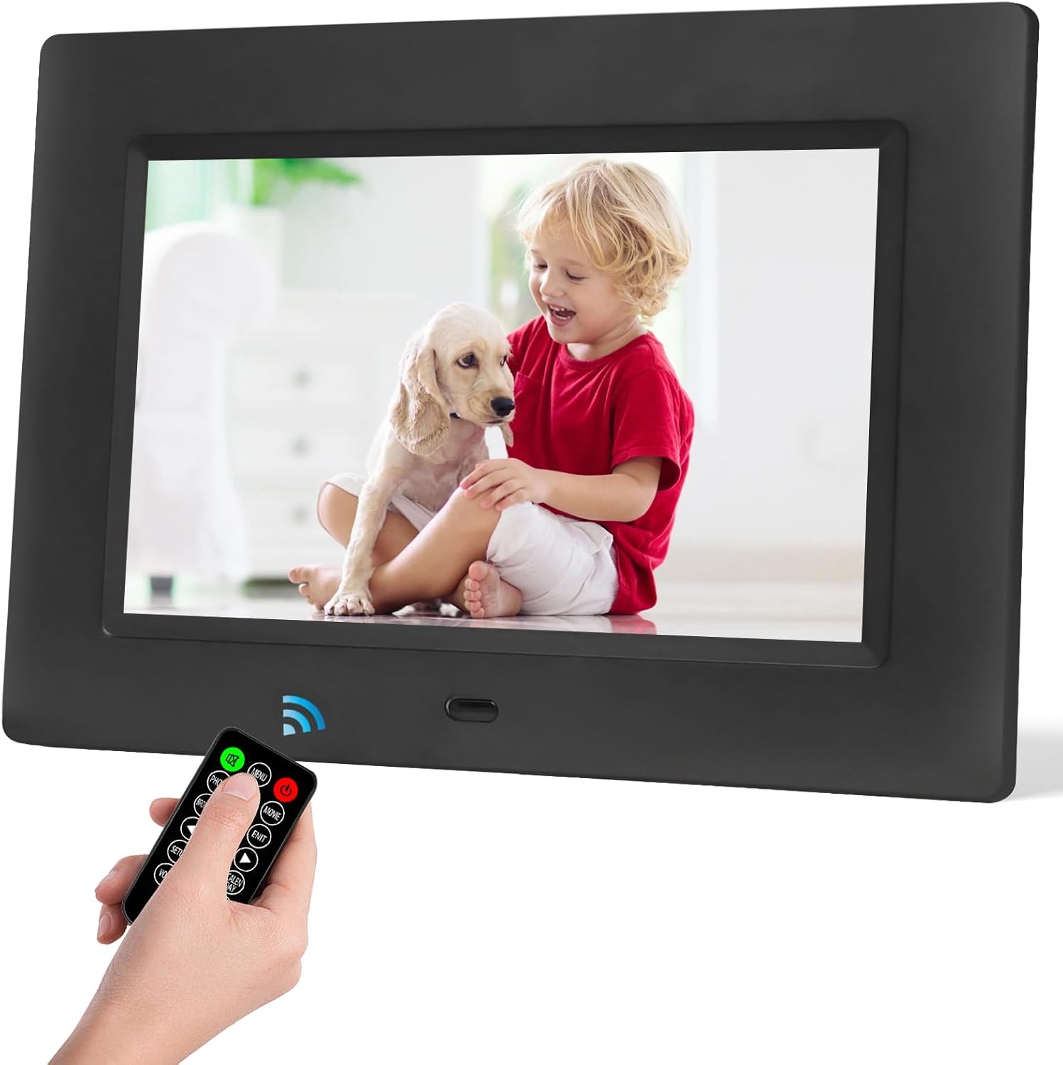 7 Inch Digital Photo Frame, Electronic Photo Frame,Digital Picture Frame 1024x600P Music Photo Video Player with Remote Control 4 Windows Display/Multi-Slideshow/Calendar/Clock Alarm Function