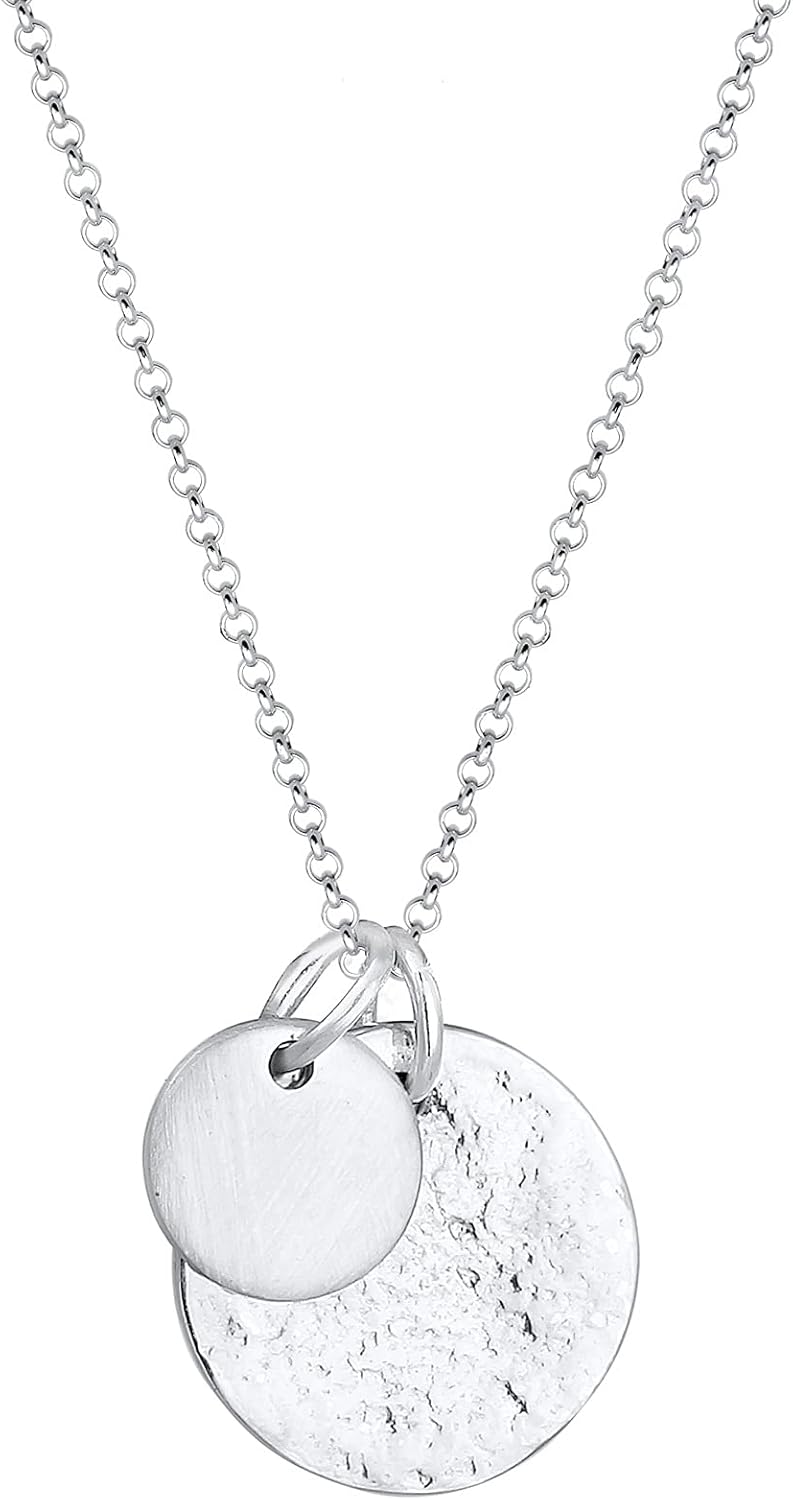 Elli Necklace Women with Two Round Coin Pendants in 925 Sterling Silver