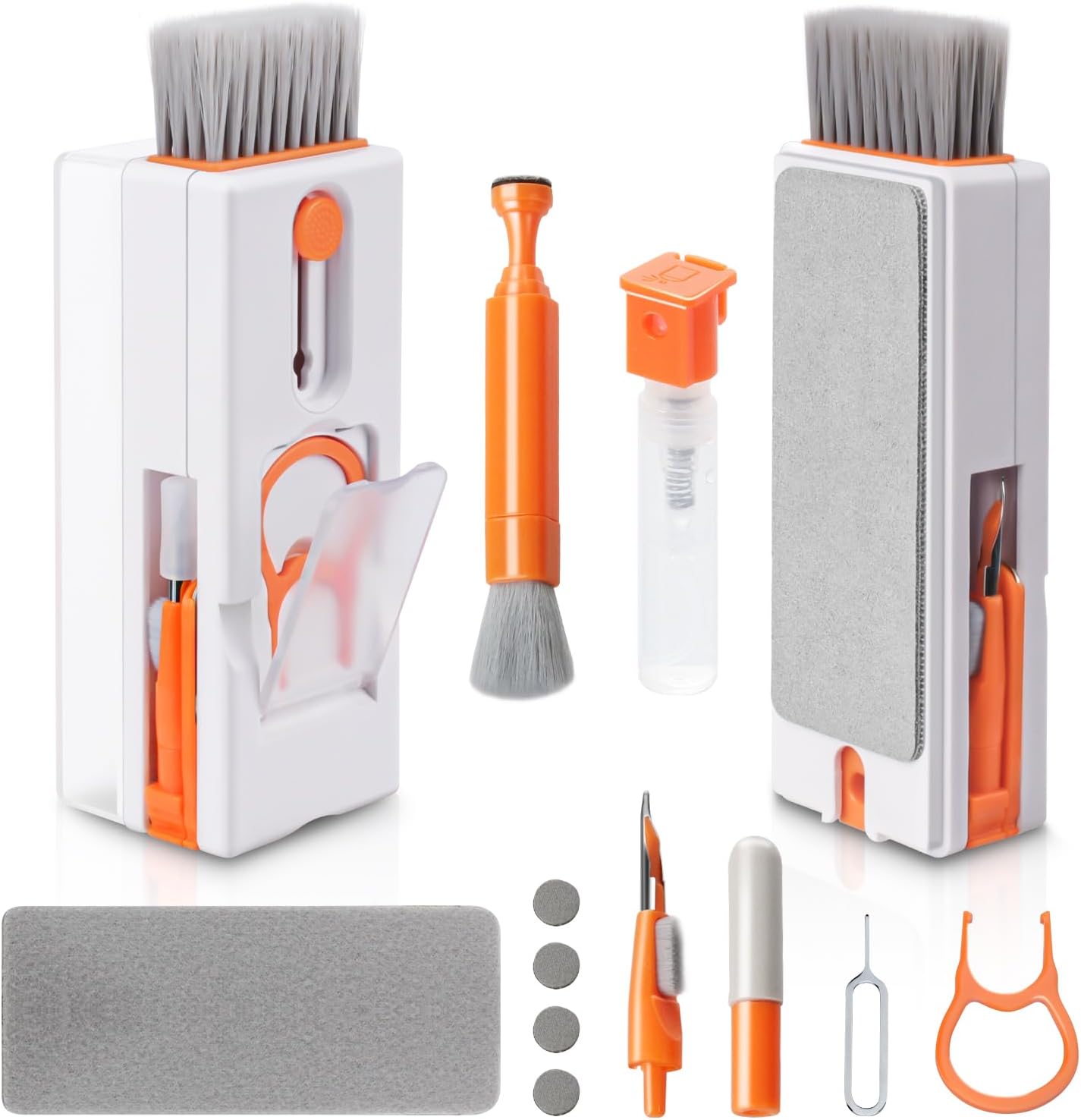 Alyvisun 11 in 1 Laptop Cleaning Kit, Multifunctional Keyboard Cleaner Brush with Keycap Puller for Tablet, Phones, PC, Orange