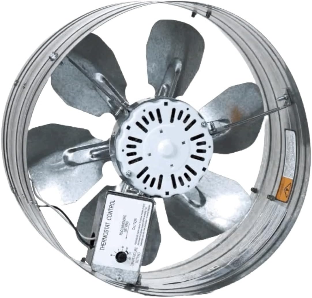 iLiving ILG8G14-12T Automatic Gable Mount Attic Ventilator Fan with Adjustable Thermostat, 3.10 Amp, 1220 CFM, Single-Speed