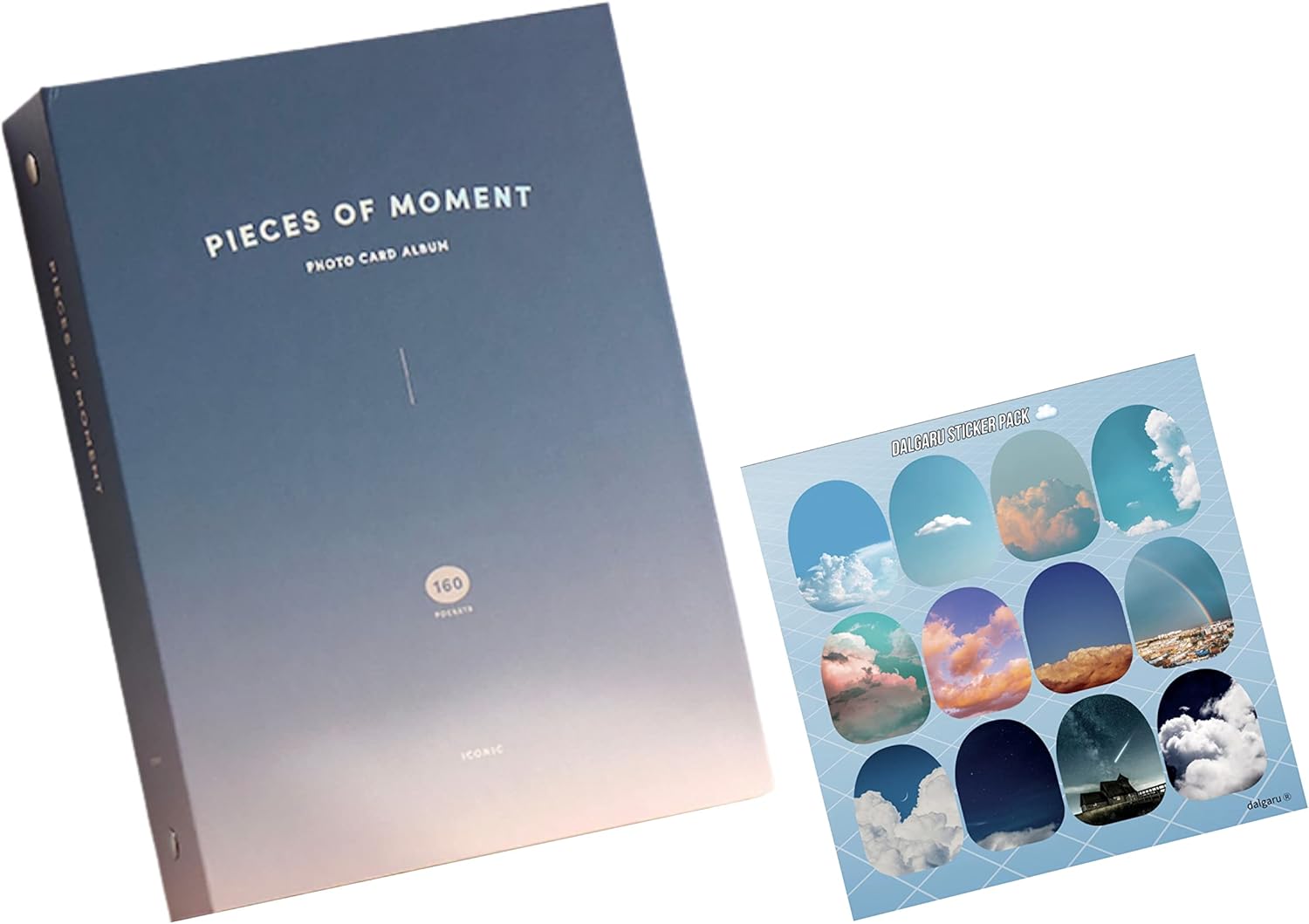 Aesthetic Simple Lovely Korean Hard Cover Photo Album Collect Book for kpop photocards, polcos, polaroids, business cards, trading cards, couples - 40 sheets, 160 sleeves in 4 Colors (Navy)