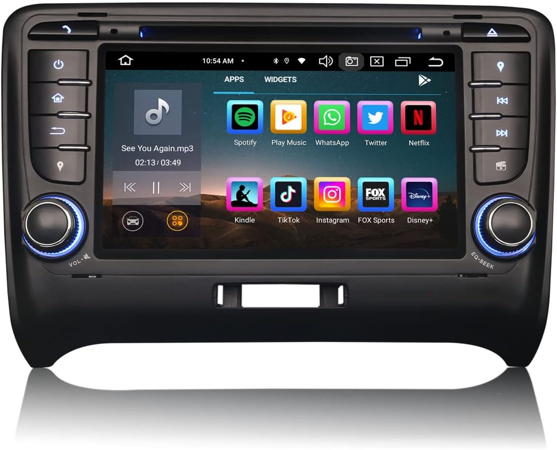 Erisin 8-Core Android 14 Car Stereo GPS DVD Head Unit DAB+ Radio for AUDI TT MK2 Built-in DSP Wireless CarPlay Android Auto WiFi Bluetooth A2DP RDS 7 Inch Multimedia Touchscreen 4GB RAM + 64GB ROM