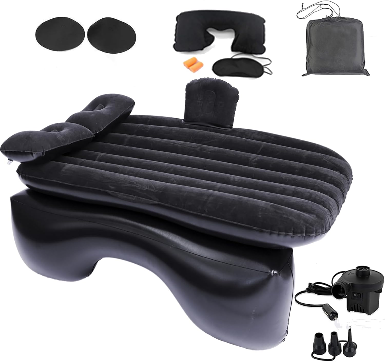 Inflatable Car Air Mattress Back Seat Bed with Air Pump,55 "x 35" Portable Thickened Car Travel Camping Sleeping Air Mattress Blow Up Bed for Car Universal SUV