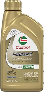 Castrol Power1 4T 10W-50 Full Synthetic Motorcycle Oil, 1 Quart, Pack of 6