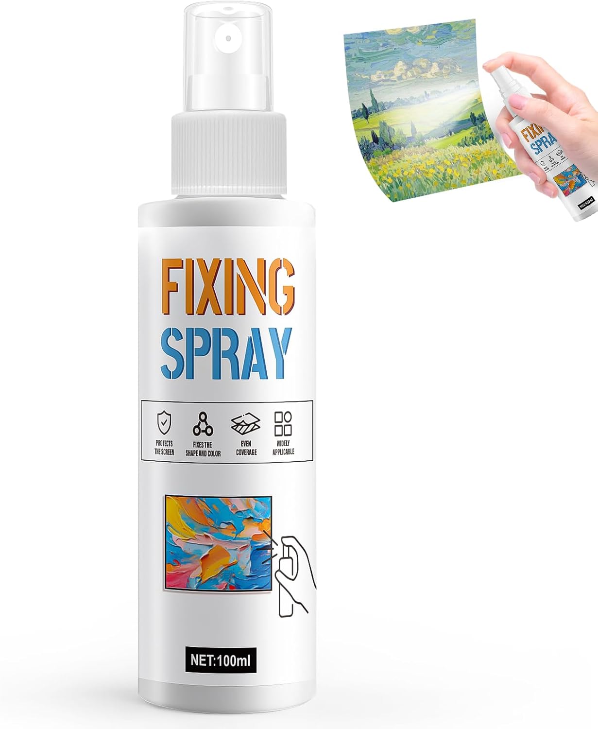 Fixative Spray for Art, Fixative Spray for Pencil, Charcoal and Pastel Drawings, Acrylic Sealer Sprays, High Fixing Effect, Colourless, Fast Drying 100 ml