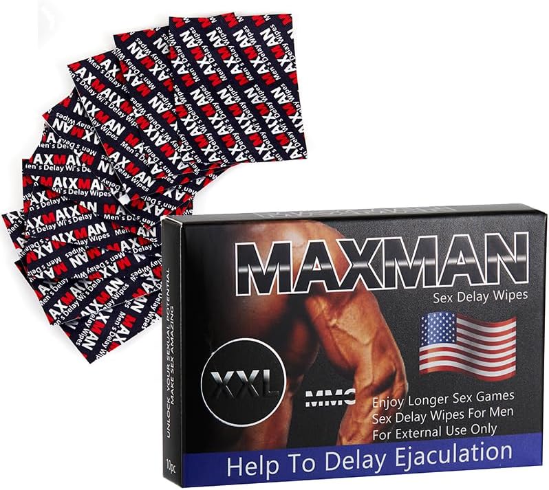 2PCS Delay Wipes for Men | Fast-Acting & Long-Lasting Formula | 10 Individually Wrapped Packets for Premature Ejaculation Control, Enhanced Performance and Desensitizing Relief，10 wipes/box