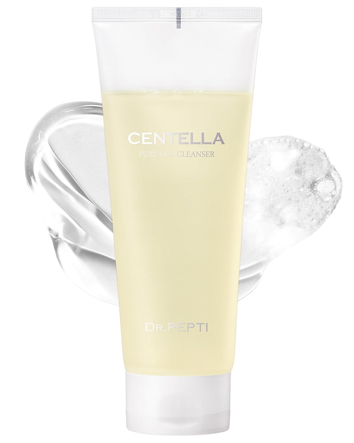 dr.pepti Centella Pure Gel Cleanser - Korean Face Wash Gentle Daily Cleanser for Sensitive Dry Skin with Salicylic Acid BHA Peptides - pH Balanced Gel to Bubble Wash, 6.76 fl.oz.
