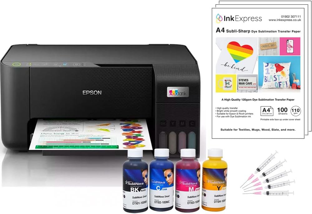 Dye Sublimation Printer Bundle - Epson Ecotank ET2860 inc. Inktec Sublinova Inks & ICC Profile
