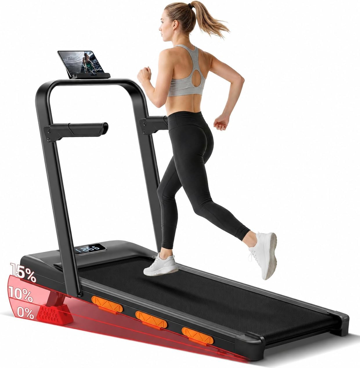 Folable Walking Pad with 15% Incline, 3.0 HP Under Desk Treadmill for Home