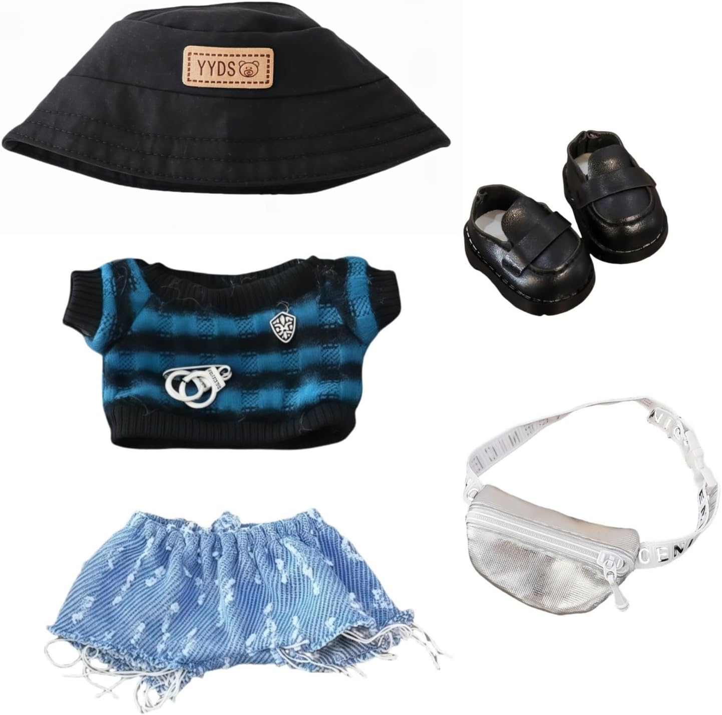 17cm Doll Clothes Set (No Doll), 5 Pieces Casual Wear Outfit Set for 6.7inch Doll Dress Suit, Fashion Dress Up Hat Clothes Accessories for 1st/2nd/3rd Gen Doll Play & Display