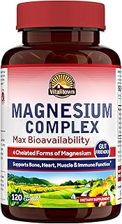 Vitalitown Magnesium Complex Supplement 500mg - Maximized Absorption Chelated Magnesium Glycinate, Malate, Taurate & Citrate - Vegan Non-GMO Magnesium 120 Capsules for Sleep, Muscle, Energy & Heart