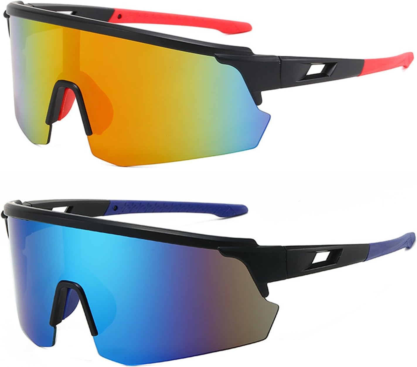 KASESSS 2 PCS Cycling Glasses, Sports Sunglasses, Polarized Cycling Sunglasses for Men Women, Polarised Sun Glasses UV400 Protection Protection Ski Goggles Outdoor Bicycle Motorbike Driving Fishing